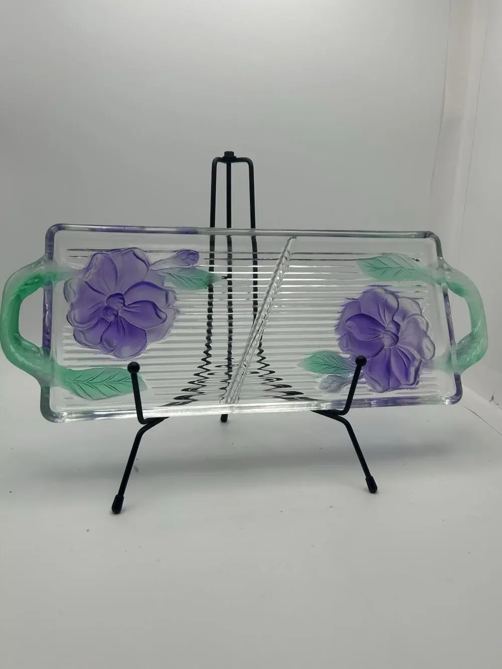 Vintage Sydenstricker. Fused Glass Devided Tray.
